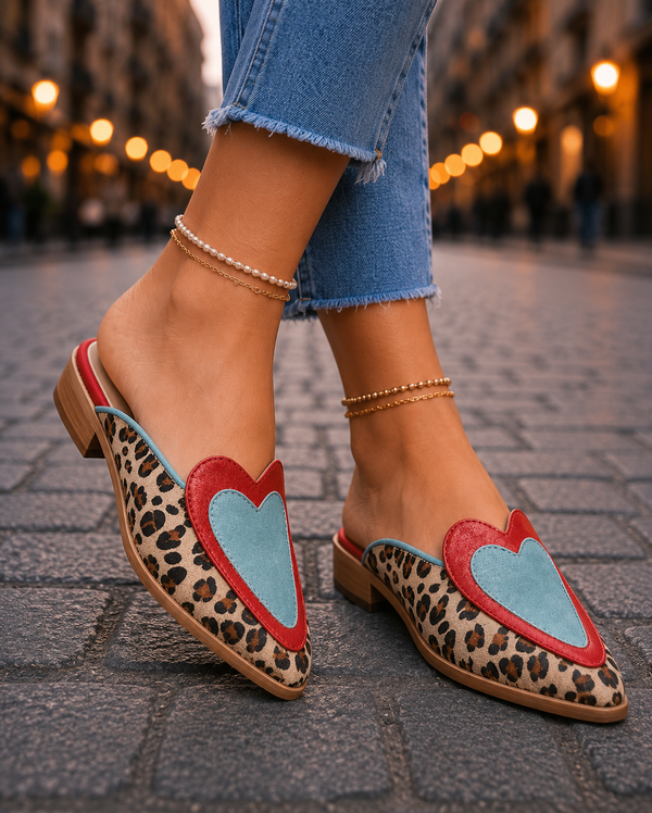Perla | Mules Aperte con Stampa Leopardata
