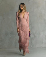 Chiara | Abito Elegante con Maniche a Frange