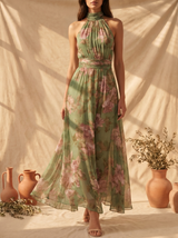 Livia | Abito Maxi Halter Floreale Elegante
