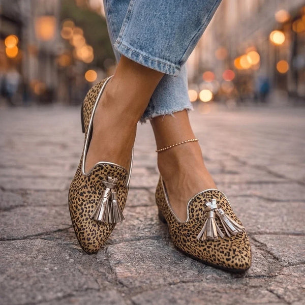 Dalia | Mocassini con Nappine e Stampa Animalier
