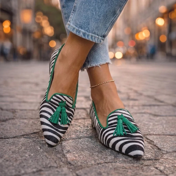 Dalia | Mocassini con Nappine e Stampa Animalier