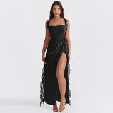 Talía - Vestido Largo con Volantes y Abertura