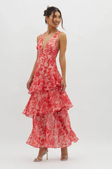 Maya - Vestido Largo Floral con Volantes