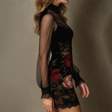 Lucía - Minivestido floral con mangas transparentes