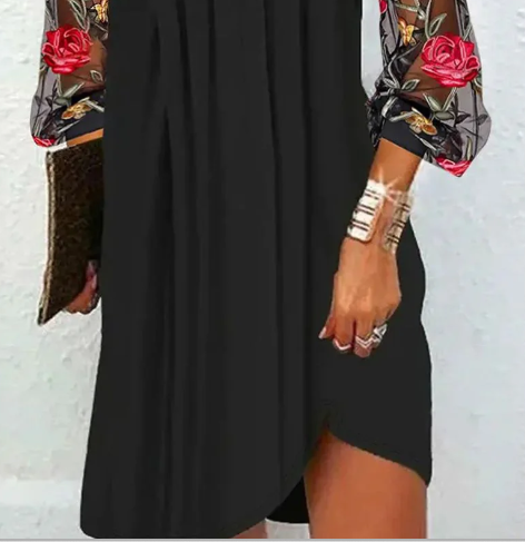 Camille | Abito Elegante con Maniche Floreali