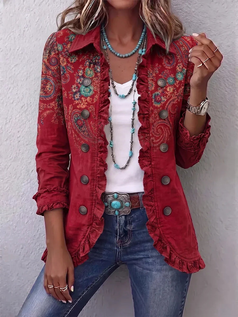 Inmaculada | Giacca con Rouches e Stampa Paisley