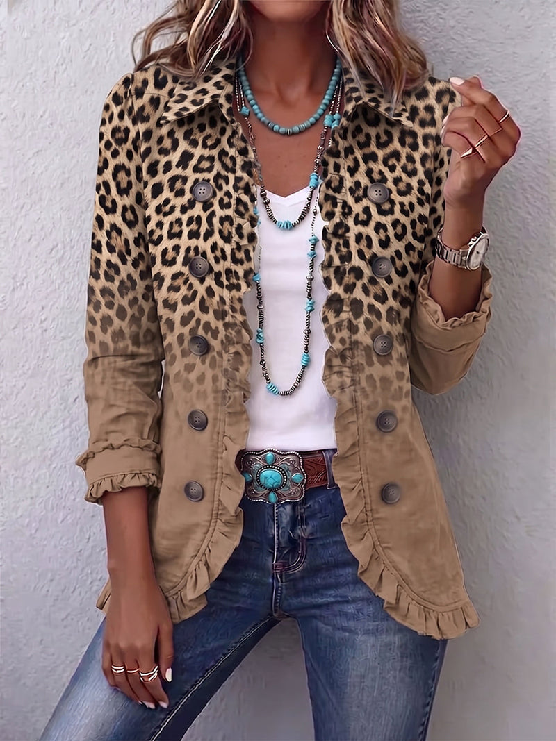 Ángeles | Giacca con Rouches e Stampa Leopardata Ombré