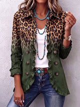 Ramona | Blazer Verde Leopardato con Rouches