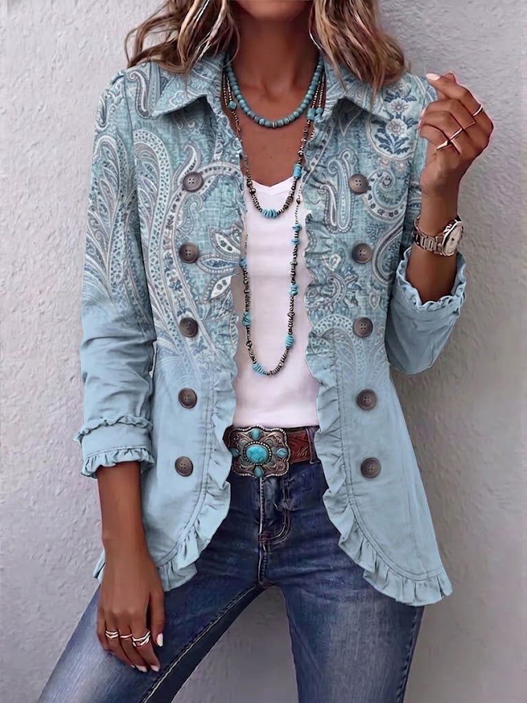 Remedios | Giacca Vintage con Rouches e Stampa Paisley