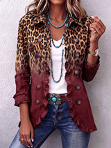 Tomasa | Blazer Bordeaux Leopardato con Rouches