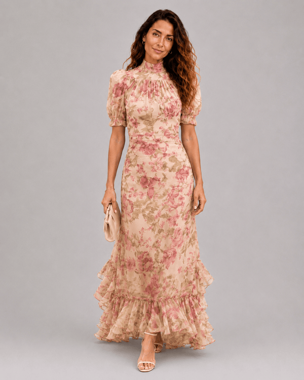 Rosario | Vestido largo floral en gasa