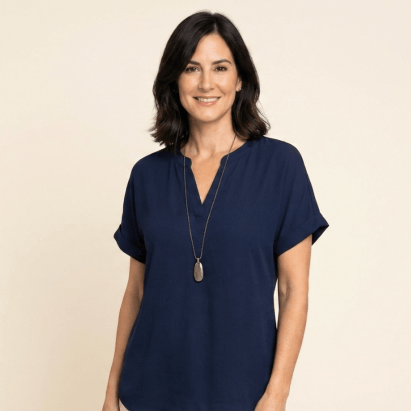 Celia - Blusa lisa de manga corta y corte holgado