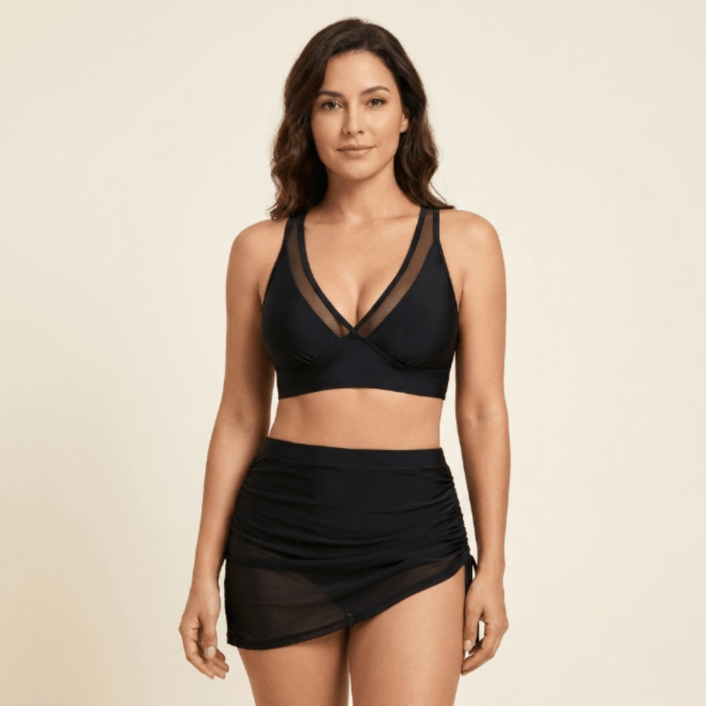 Sara - Bikini con falda de cintura alta y efecto moldeador