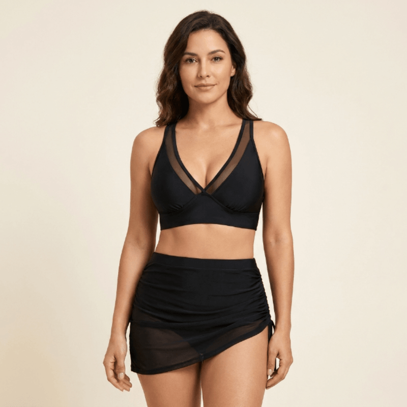 Sara - Bikini con falda de cintura alta y efecto moldeador
