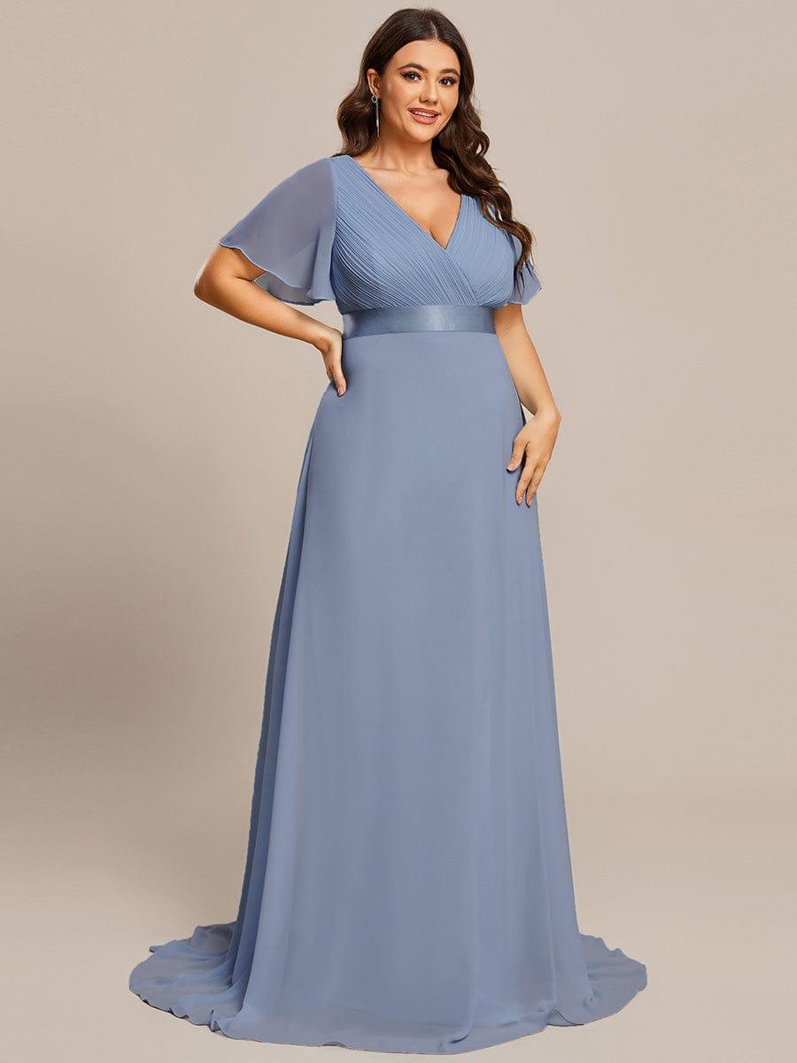 MONICA | Vestido largo de dama de honor con cintura imperio y mangas cortas fluidas