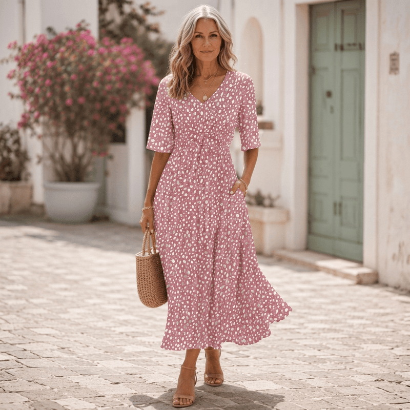 Francesca | Elegant Midi Dress with Tummy Concealing Design