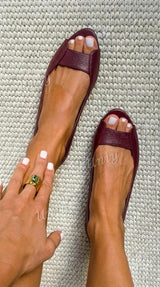 Chic metallic champagne gold open-toe flats