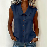 Valentina - Blusa con escote en V y botones