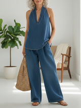 Ivy | Conjunto de dos piezas en denim vintage suave y lavado
