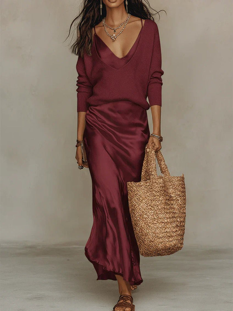 Anaïs | Elegant Satin Midi Dress