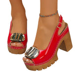 Eva - Sandalias peeptoe de tacón ancho con hebilla metálica