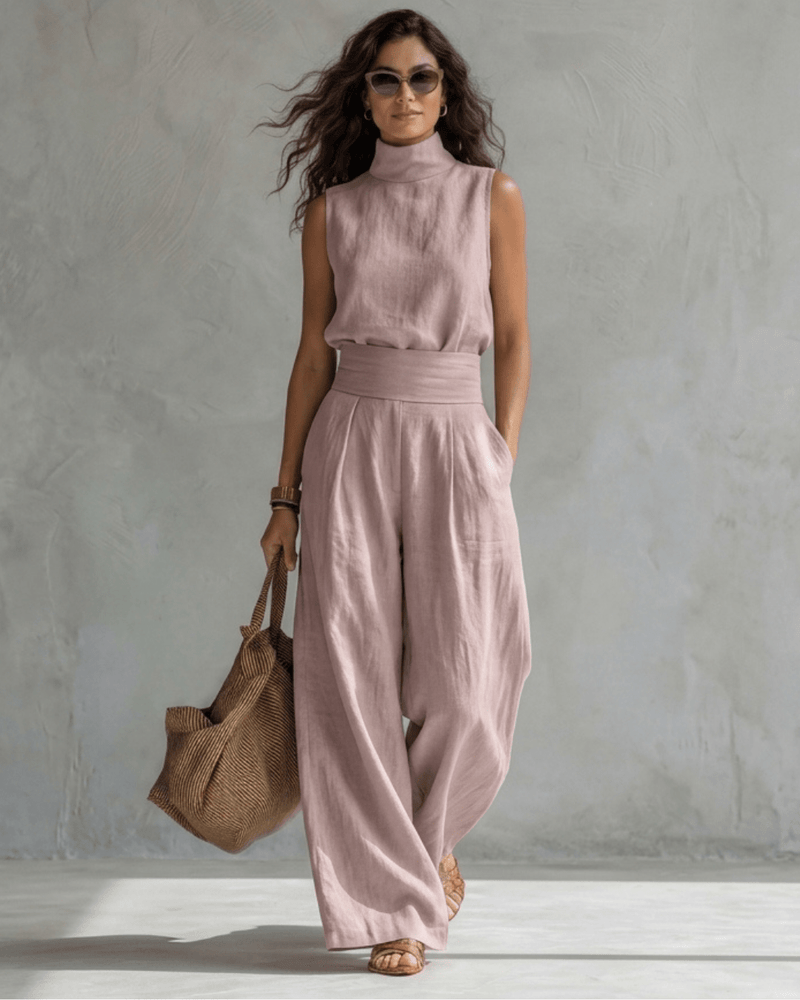 Maria | An elegant outfit comprising palazzo trousers and a top