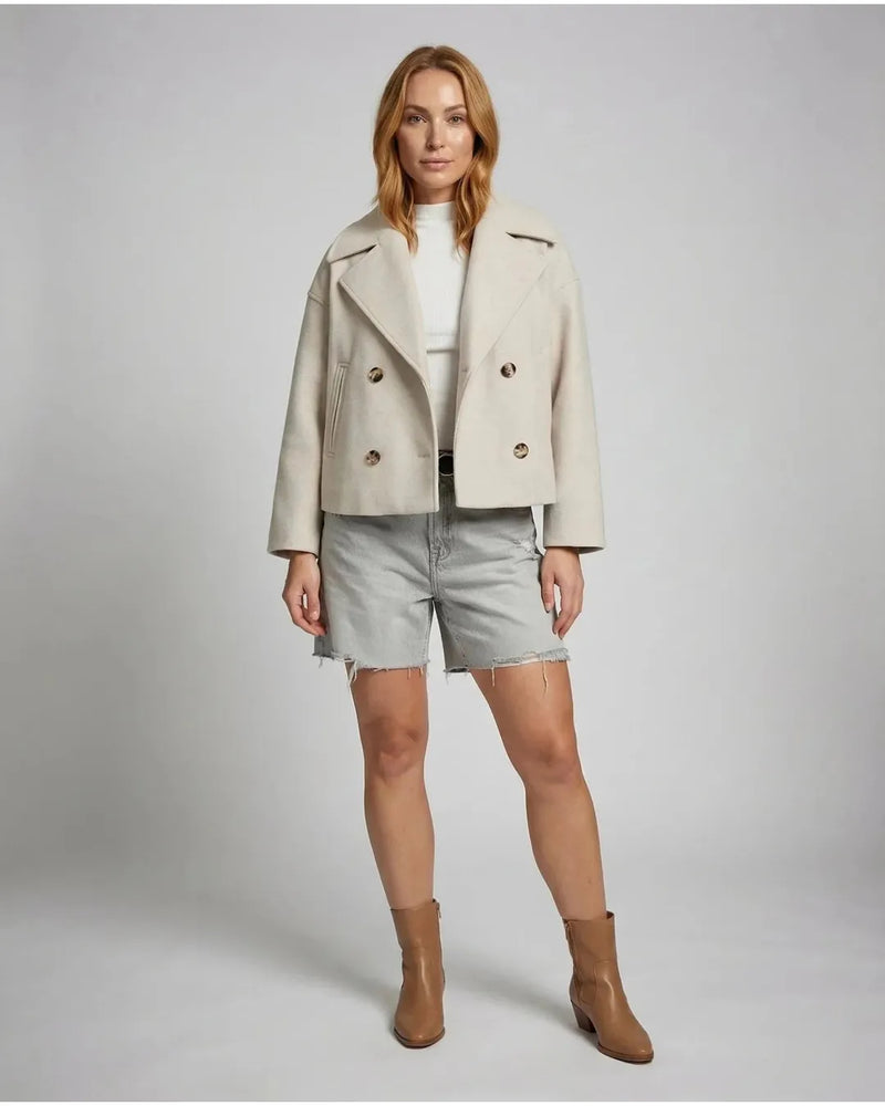 Adriana | Elegant Double-Breasted Button Jacket - Camila Fashions