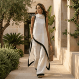 Marina | Conjunto asimétrico de túnica y pantalón amplio
