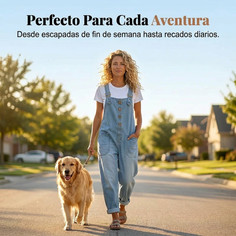 Vera - Mono vaquero holgado para mujer con bolsillos