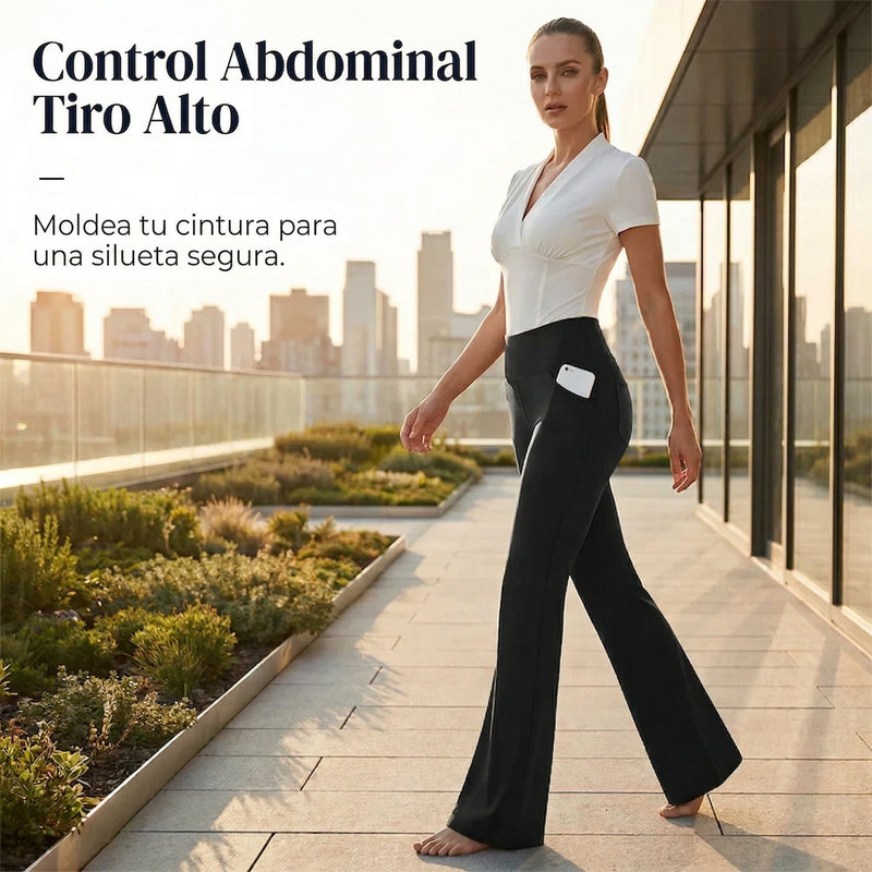 Diana - Pantalón de cintura alta elástico y corte ancho