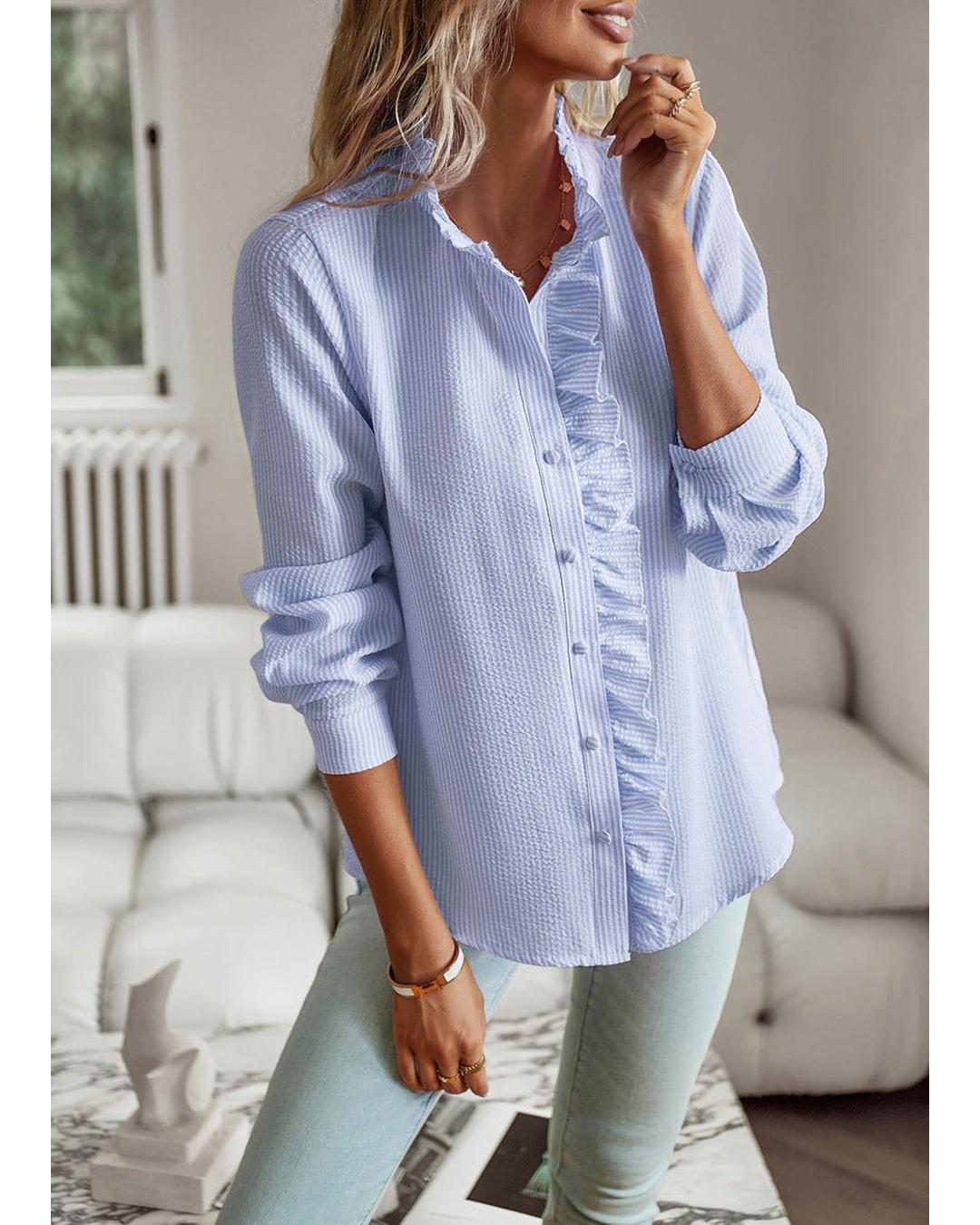 Diana - Elegante blusa de manga larga con volantes - Camila Fashions