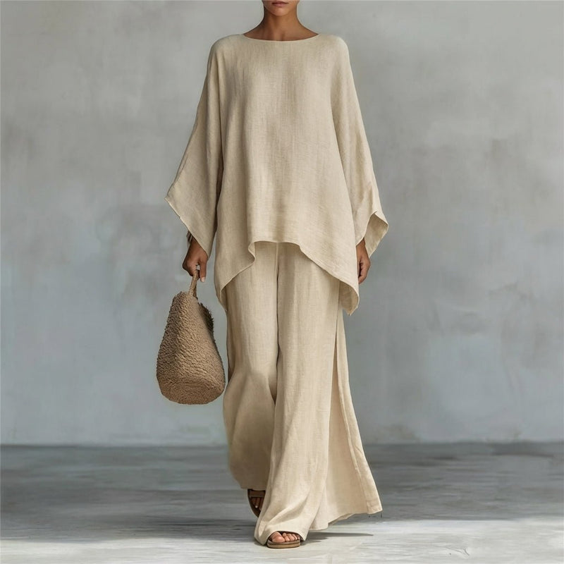 Christine | Long-Sleeve Two-Piece Set with Wide-Leg Trousers