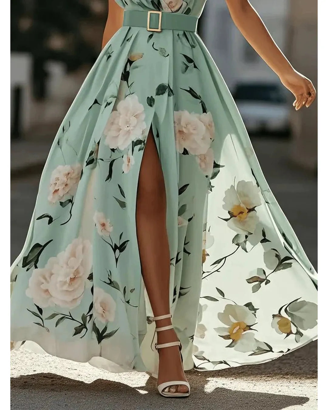 Aurora - Vestido largo floral de un solo hombro - Camila Fashions