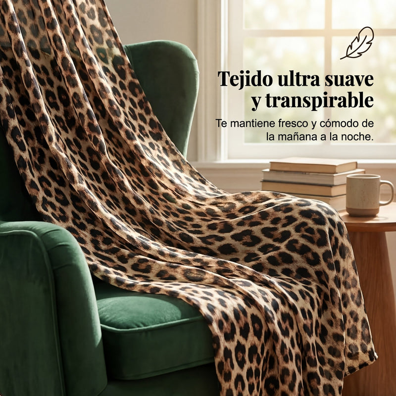 Lara - Mono de leopardo con escote en V y pierna ancha