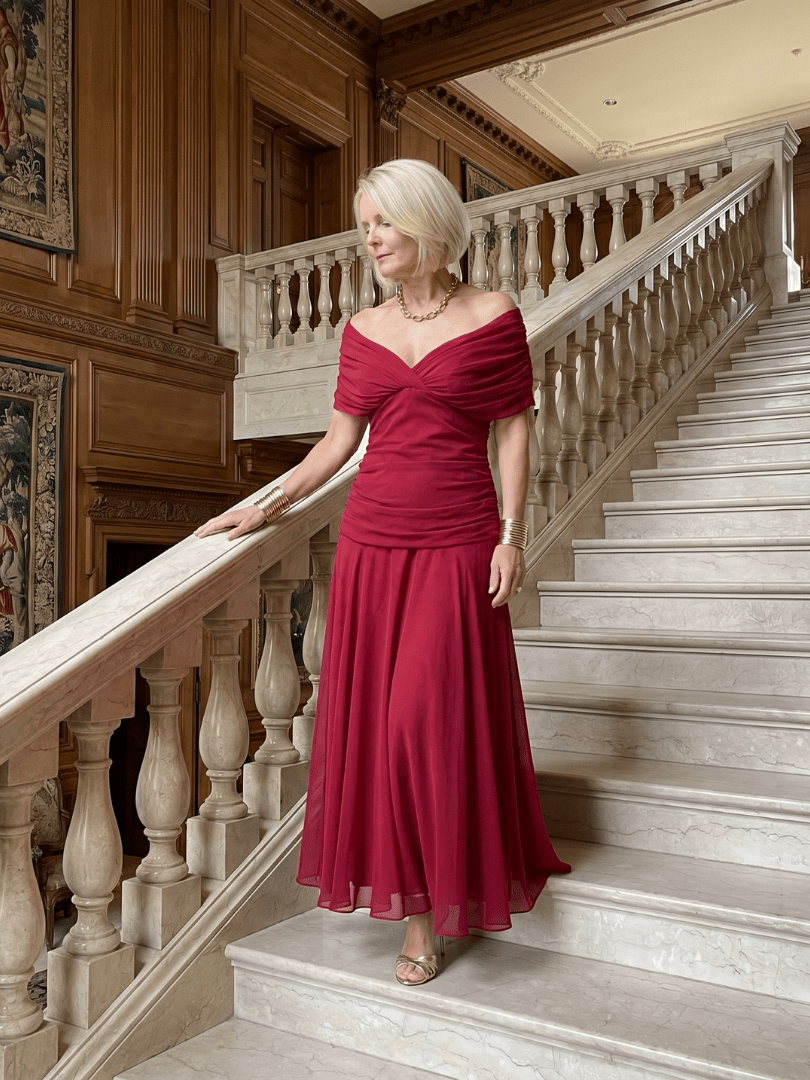Calen | Vestido midi con hombros descubiertos