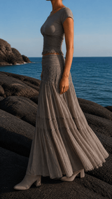 Juliette Set | Lace Top & Pleated Maxi Skirt