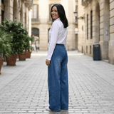 Marta | Vaqueros con cintura con cordón y pierna ancha