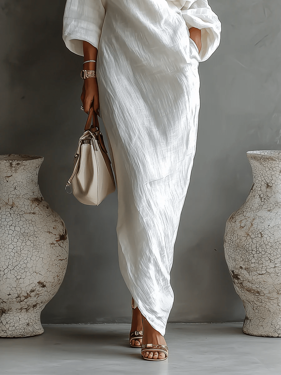 Elise™ | Vestido maxi blanco de un hombro