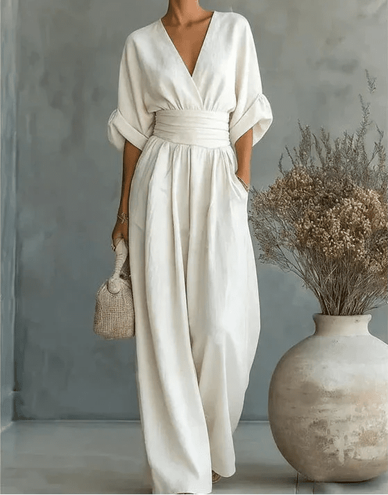 Daniela - Mono elegante de escote en V y pierna ancha