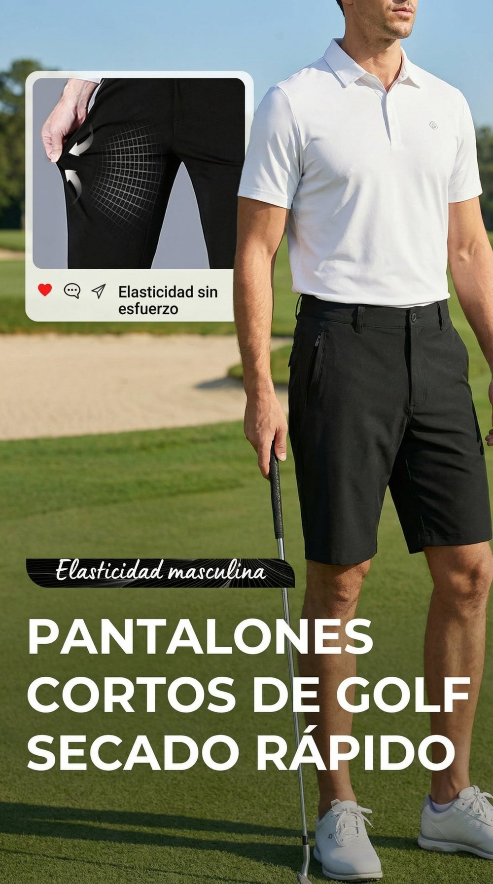 Gael - Pantalones cortos de golf elásticos