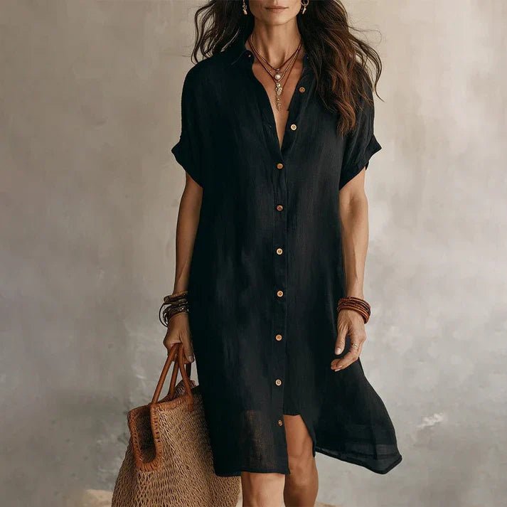 Elena | Vestido camisero de manga corta elegante