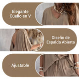 Mónica - Conjunto casual holgado de color liso
