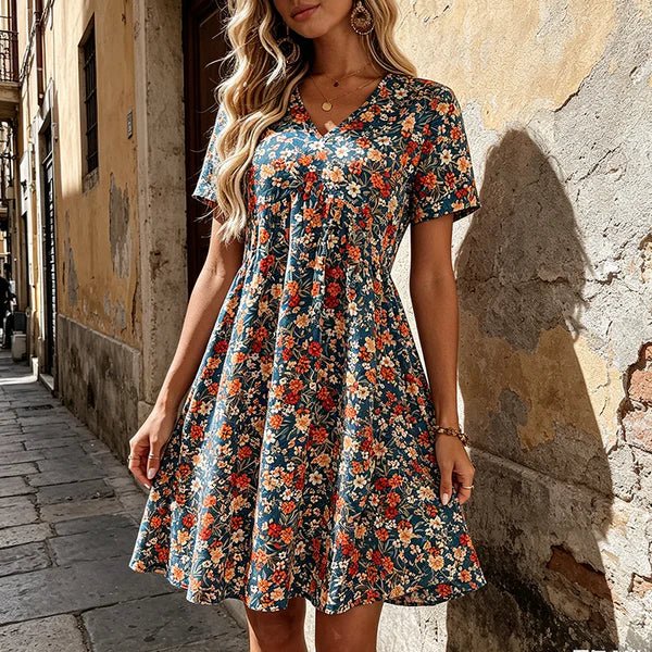 Bea - Vestido de verano floral con escote en V