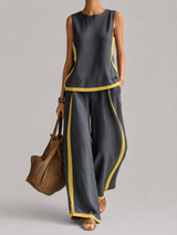 Ursula | Smart-Casual Waistcoat and Trouser Set with Two-Tone Trim