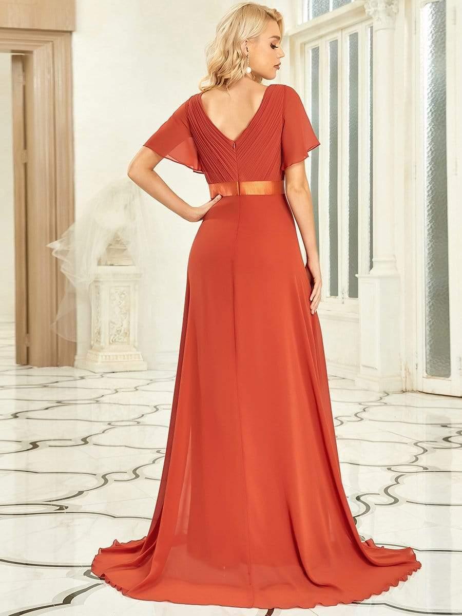 MONICA | Vestido largo de dama de honor con cintura imperio y mangas cortas fluidas
