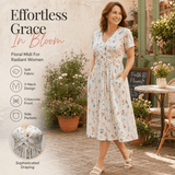 Vestito Donna Scollo a V Stampa Floreale con Vita Twist