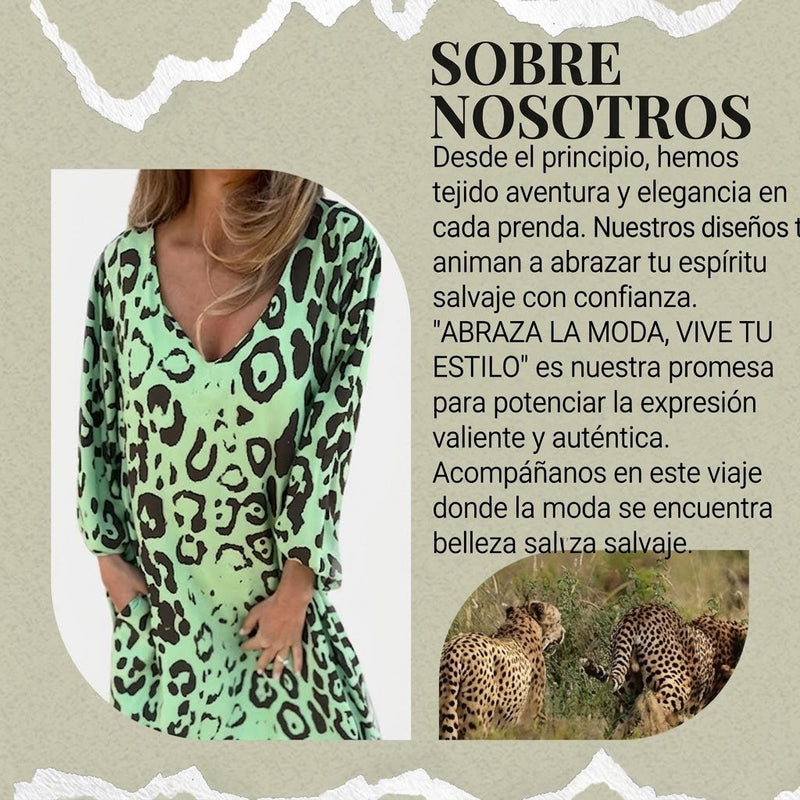 Amanda - Vestido Safari Chic con estampado de leopardo