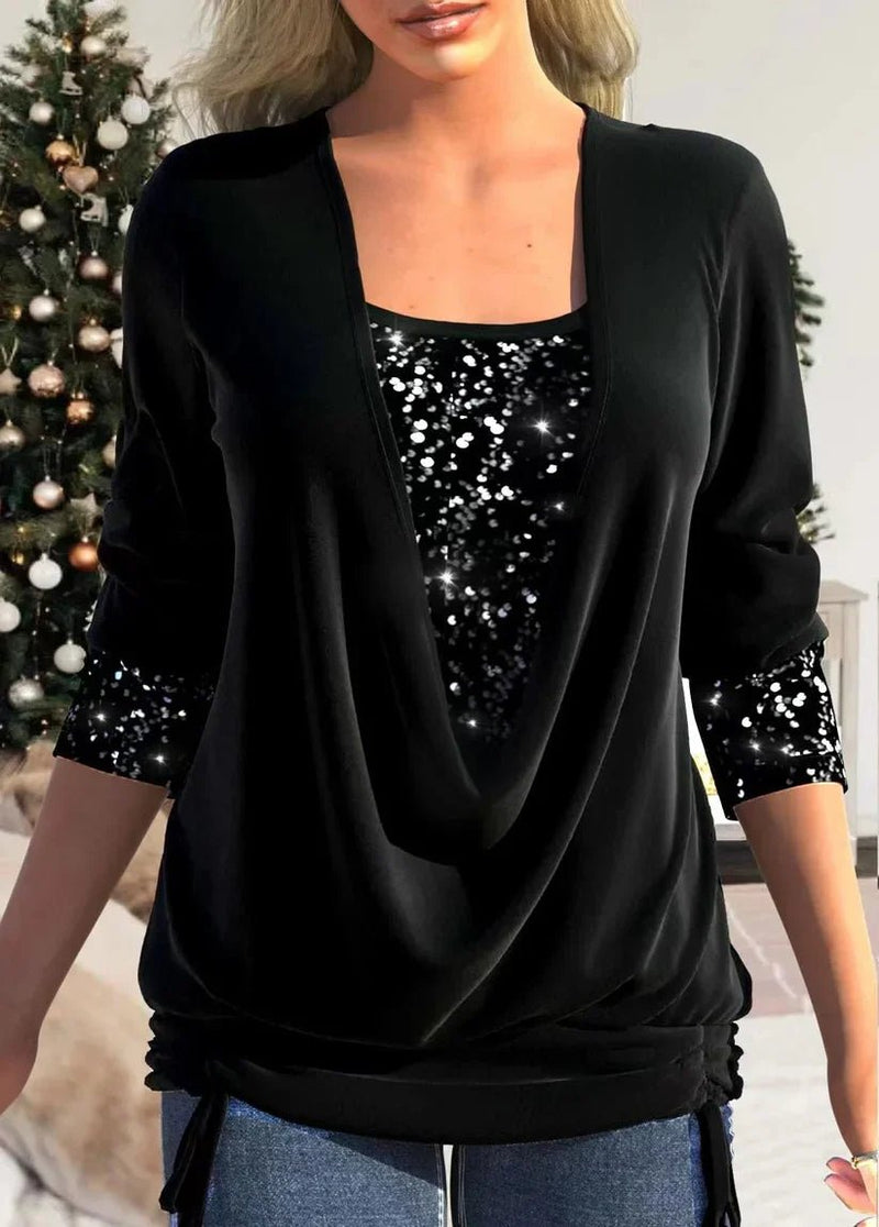 Aurora - Blusa de manga larga con lentejuelas