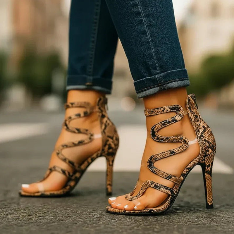 Naliera - Sandalias de tacón de aguja envolventes con textura