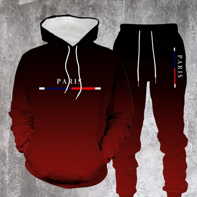 Conjunto deportivo degradado para hombre – Sudadera con capucha y pantalón jogger